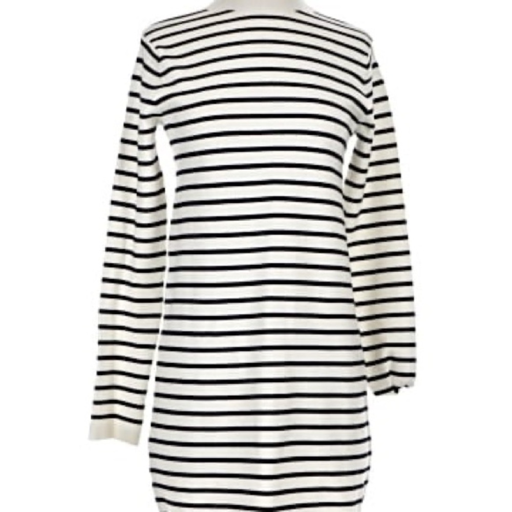 Mango Black and White Striped Long Sleeve Dress - M - like new